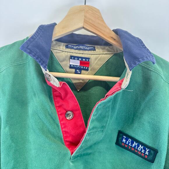 Tommy Hiilfiger Outdoors Green Cropped Pull Over Collared Sweatershirt Wmens M - Picture 5 of 13